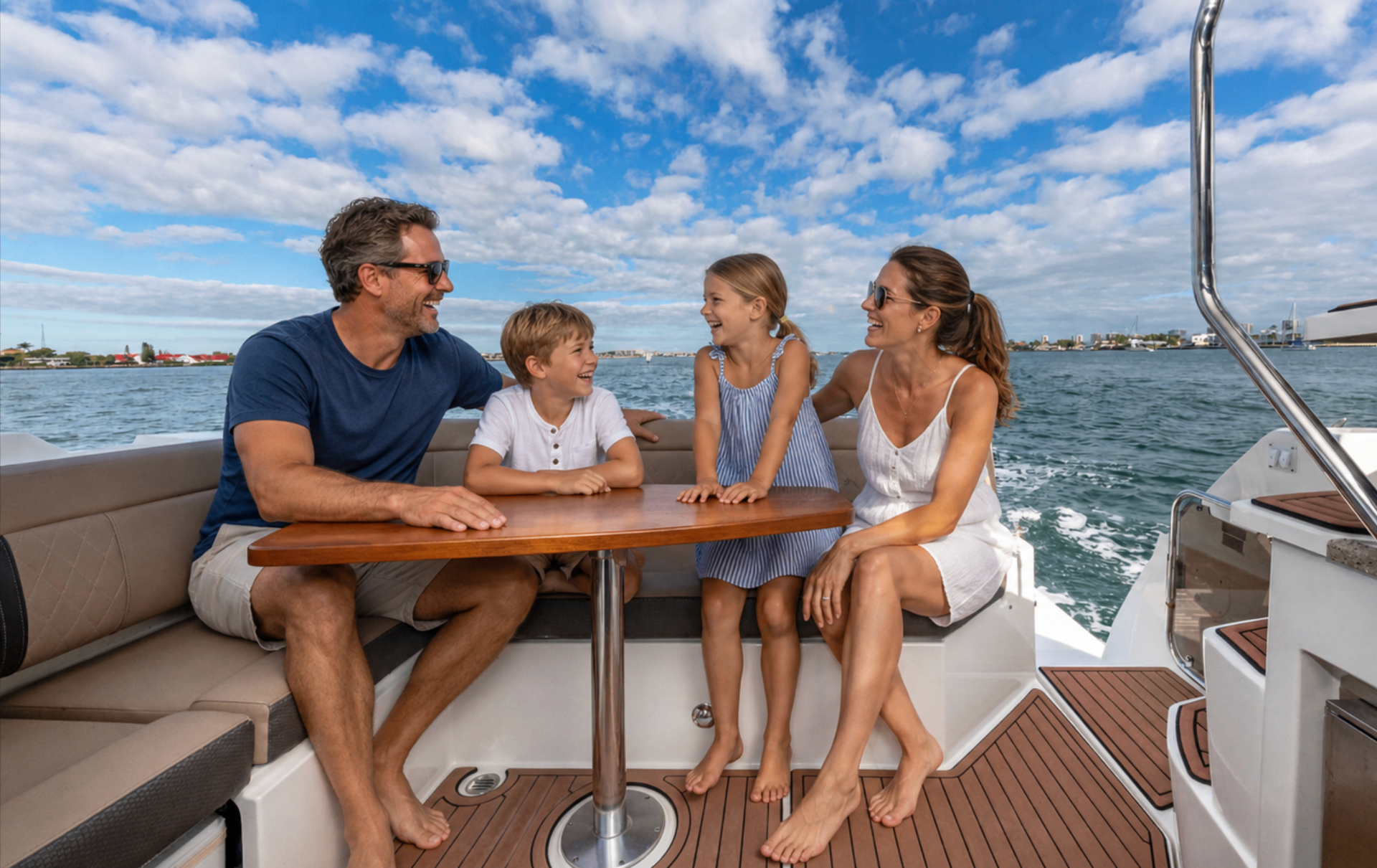 Couple relaxing on yacht bow